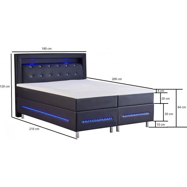 Continentaal bed met LED-verlichting 180 cm - New York