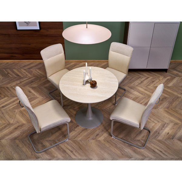 Matbord runt 90 cm beige travertin Matbord runt 90 cm beige travertin