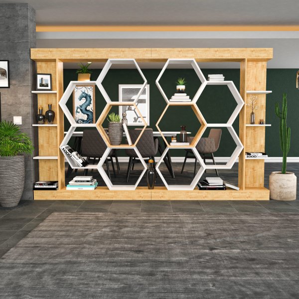 Sueno bokhylla - Vit/ek