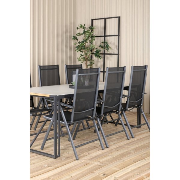 Texas utematgrupp med 6 st Break stolar - Svart/Gr/Natur