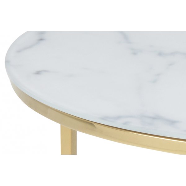 Alisma soffbord Ø80 cm - Vit marmor/guld Alisma soffbord Ø80 cm - Vit marmor/guld