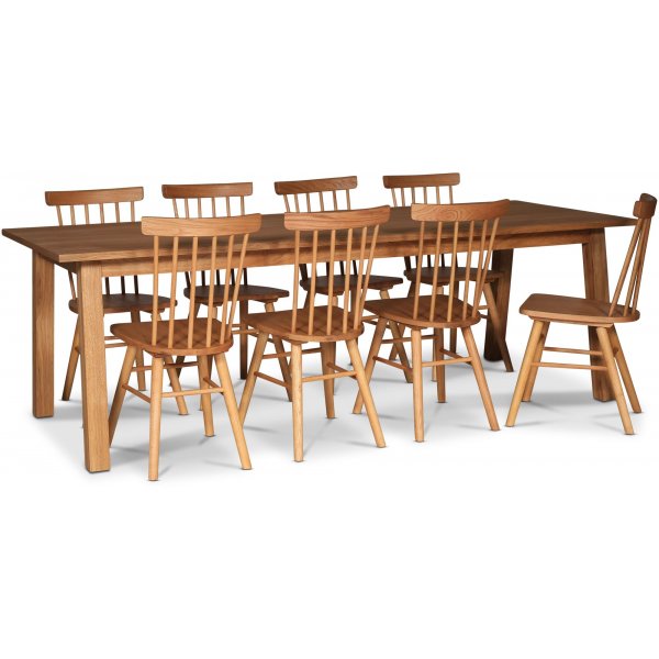 Saltsj matgrupp 240 cm inkl 8 st Orust pinnstol - Oljad ekfanr