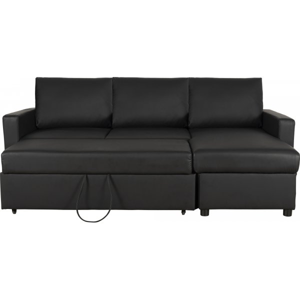 Bäddsoffa 218 cm PU-läder svart - Dream Bäddsoffa 218 cm PU-läder svart - Dream