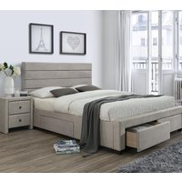 Caj dubbelsäng med förvaring - Beige (Tyg) Caj dubbelsäng med förvaring - Beige (Tyg)