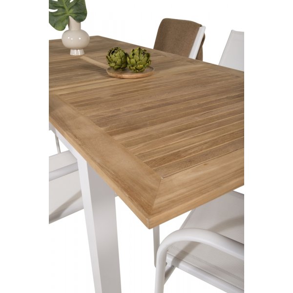 Panama utematgrupp med 6 st Santorini stolar - Natur/Vit