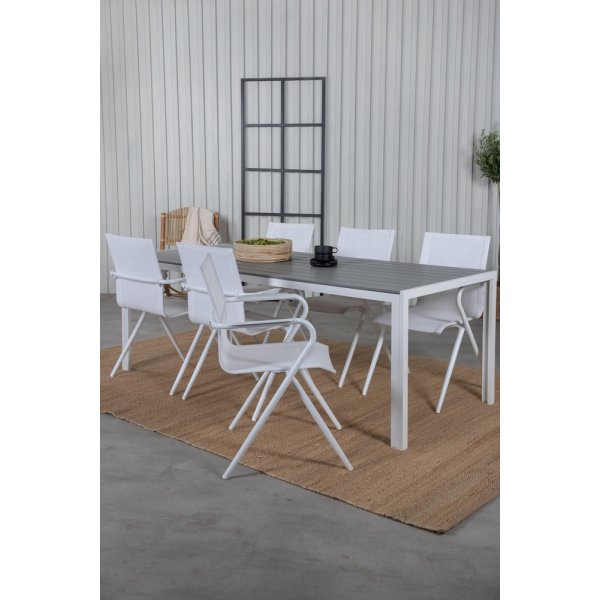 Break utematgrupp med 6 st Alina stolar - Grå/Vit Break utematgrupp med 6 st Alina stolar - Grå/Vit