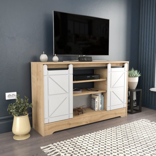 Ahris TV-bänk - Ek/vit Ahris TV-bänk - Ek/vit