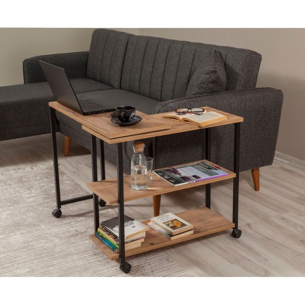 Melin sidobord 70 x 76 cm - Furu/svart