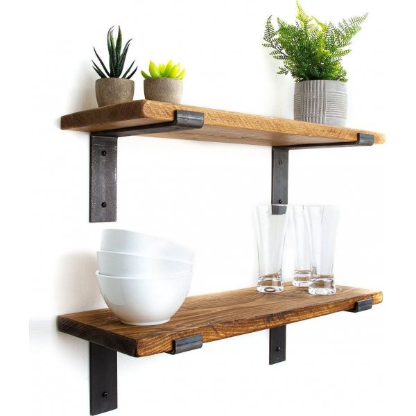 Lamba wandplank 3 - Zwart/walnoot Lamba wandplank 3 - Zwart/walnoot