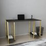 Academy skrivbord 125,2 x 60 cm - Guld/mrkgr
