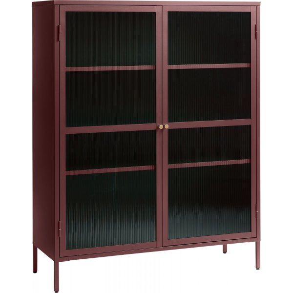 Armoire Dobb en métal bordeaux avec portes vitrées Armoire Dobb en métal bordeaux avec portes vitrées