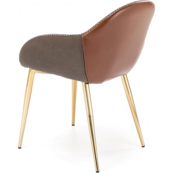 Chaise de salle  manger Ryan - Brun/gris/Laiton