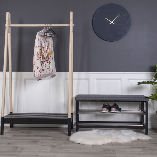 Padova bnk med hyllplan - Gr/svart