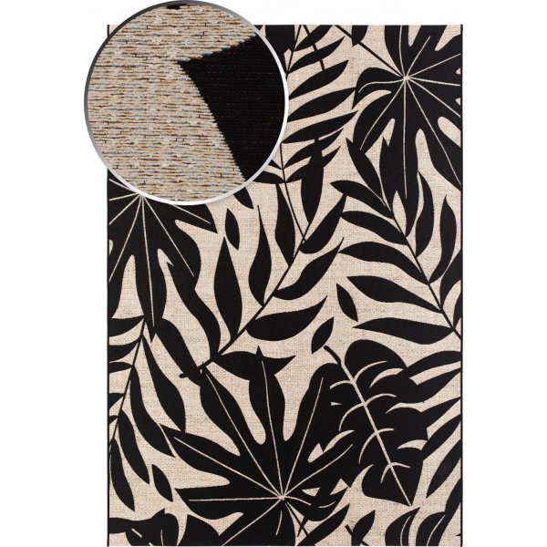 Domani Monstera flatvävd matta Svart Domani Monstera flatvävd matta Svart