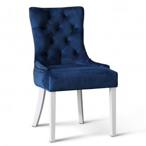 Tuva stol i blå sammet med rygghandtag