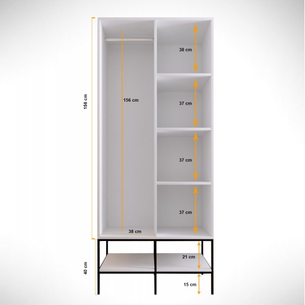 Martin garderob 84 cm - Vit marmor/guld Martin garderob 84 cm - Vit marmor/guld