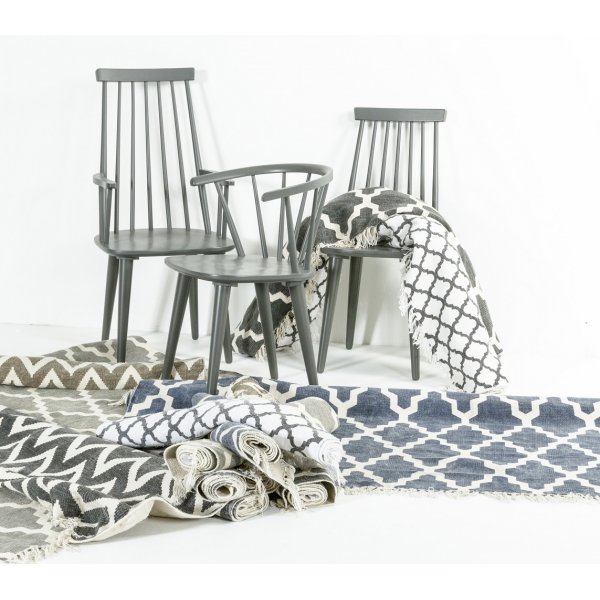 Stentvättad bomullsmatta zigzag - Svart/Vit Stentvättad bomullsmatta zigzag - Svart/Vit