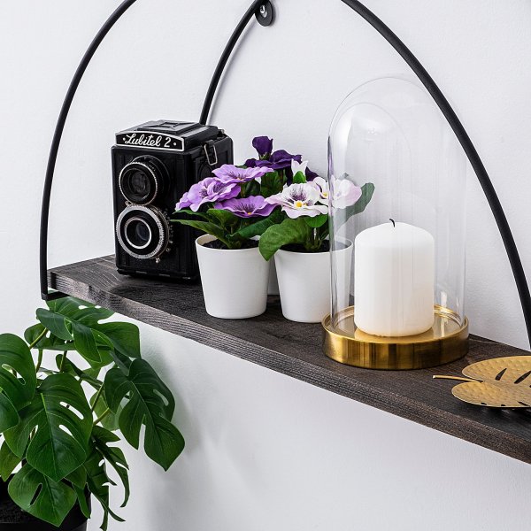 Indicum wandplank - Zwart/walnoot