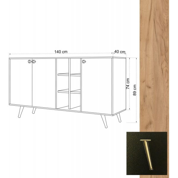 Buffet Vicking - Chêne/noir Buffet Vicking - Chêne/noir