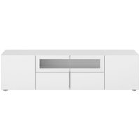 Caddy mediabänk B160 cm - Vit / Glas Caddy mediabänk B160 cm - Vit / Glas