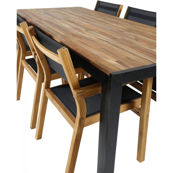 Bois utematgrupp med 6 st Venice stolar - Svart/Natur