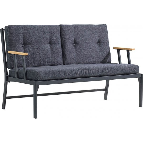 Lotus 2-sits utesoffa - Svart/antracit + Textilskydd fr mbler