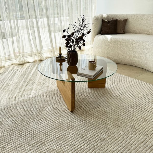 Mia soffbord 75 cm - Ek/klarglas