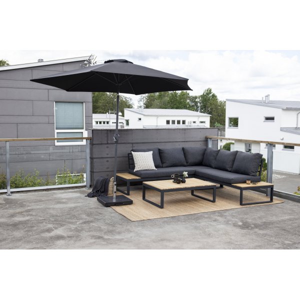 Ensemble salon Panama - Gris/noir/acacia Ensemble salon Panama - Gris/noir/acacia