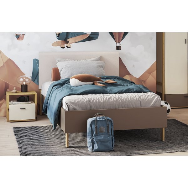 Cadre de lit Lenny 120 x 200 cm - Chêne artisanal/beige/truffe Cadre de lit Lenny 120 x 200 cm - Chêne artisanal/beige/truffe