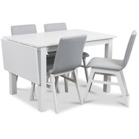 Sander matgrupp, Bord med klaff och 4 st Molly matstolar i ljusgrå klädsel Sander matgrupp, Bord med klaff och 4 st Molly matstolar i ljusgrå klädsel
