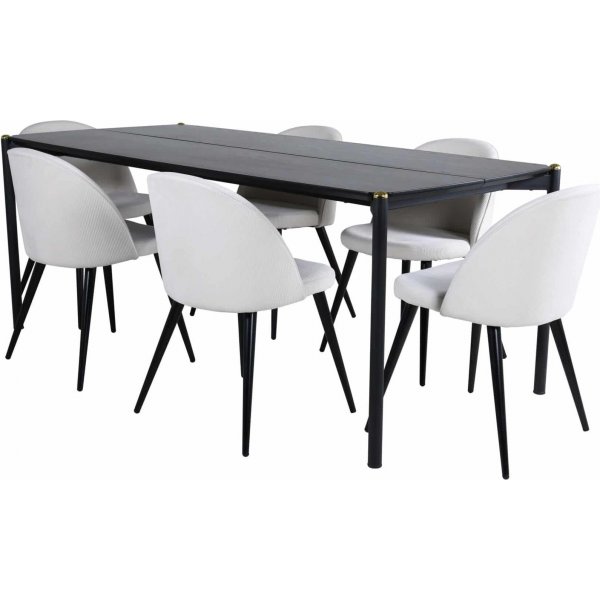 Matgrupp Pelle 190x90 cm inkl 6 st Alice stolar i manchester