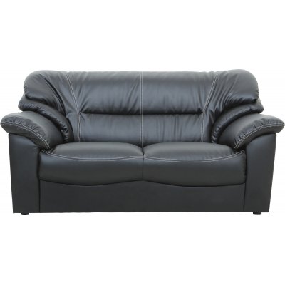 Dominic 2-sits soffa i svart konstlder + Mbelvrdskit fr textilier