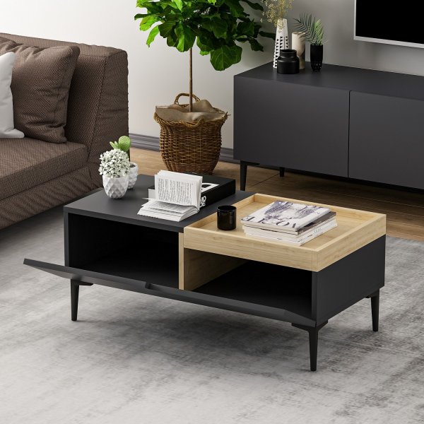 Table basse Mya Anthracite - 91,8 x 45 cm Table basse Mya Anthracite - 91,8 x 45 cm