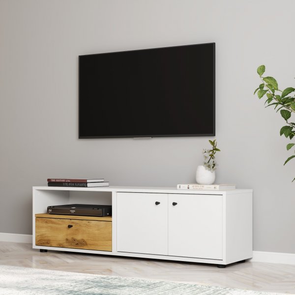 Pao TV-bänk - Vit/ek Pao TV-bänk - Vit/ek