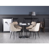 Plaza matgrupp, marmorbord med 4 st Theo sammetsstolar - Beige/Grå/Krom Plaza matgrupp, marmorbord med 4 st Theo sammetsstolar - Beige/Grå/Krom