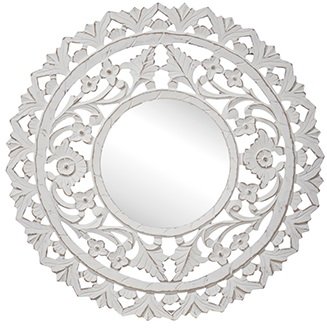 Carve rund spegel 60 cm - Antikvit