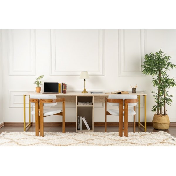 Twin skrivbord - Travertin/guld Twin skrivbord - Travertin/guld
