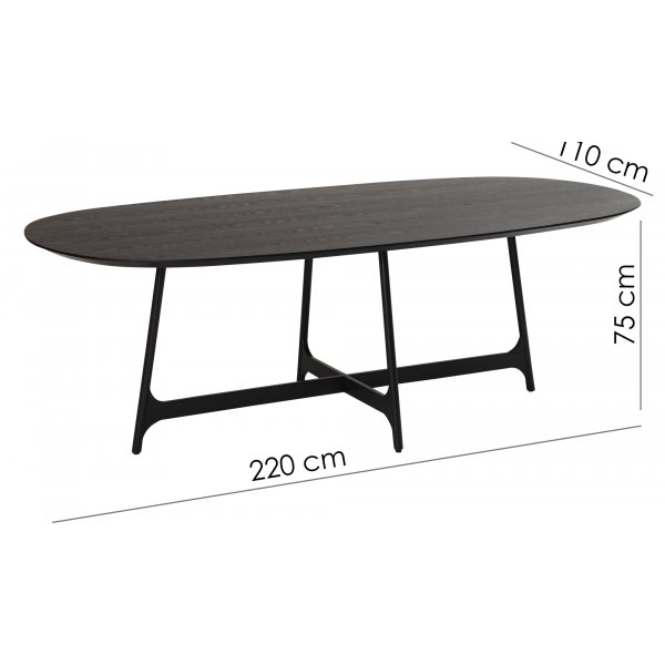 Table  manger Ooid 220 x 110 cm - Placage chne/noir
