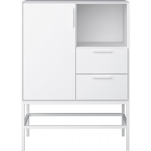 Meuble de rangement Slimline avec 1 porte et 2 tiroirs - Blanc Meuble de rangement Slimline avec 1 porte et 2 tiroirs - Blanc
