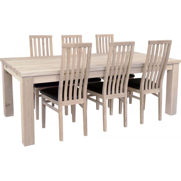 Table  manger Qubec 200x100 cm - Chne huil pigment blanc