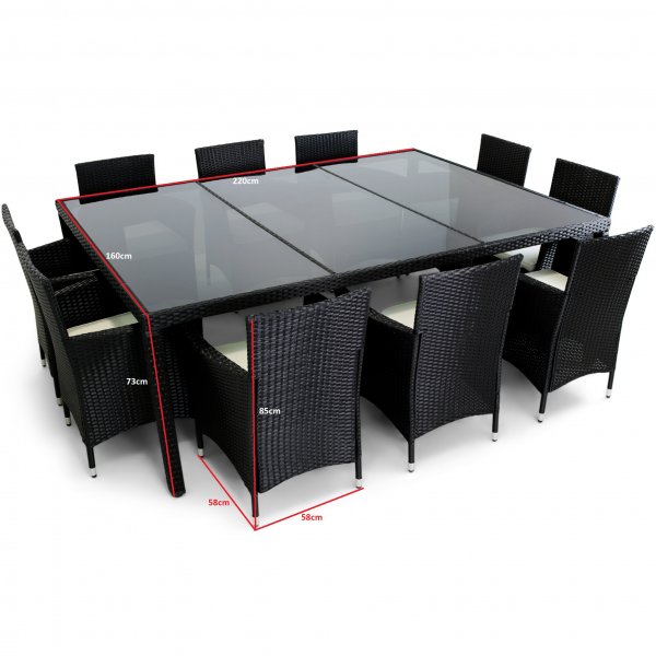 Utematgrupp S�r� 220x160cm bord med 10 stolar