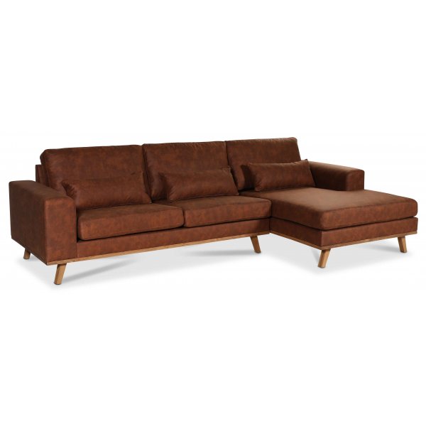 Canapé divan droit Ranger - Cognac (aspect cuir) / Chêne Canapé divan droit Ranger - Cognac (aspect cuir) / Chêne