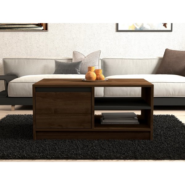 Table basse Ongu 90 x 60 cm - Noyer/anthracite