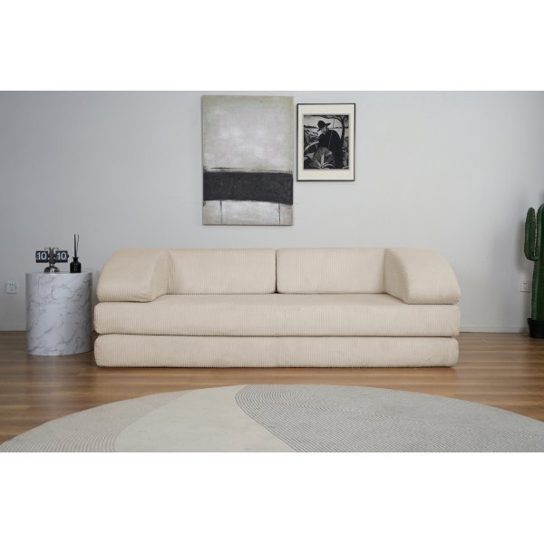 Lincoln 3-sits bddsoffa i beige manchester