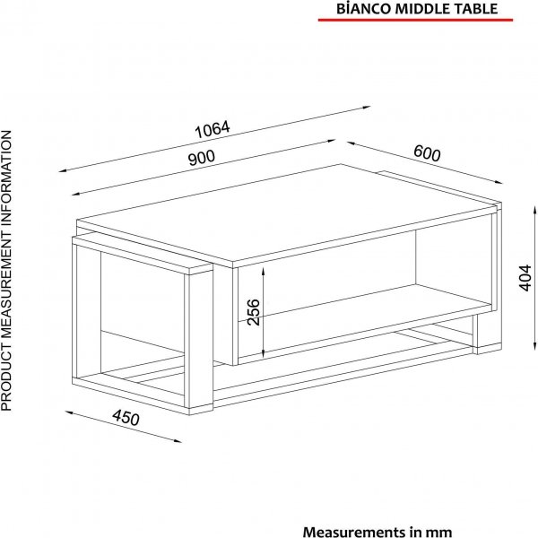 Table basse Bianco 106,4 x 60 cm - Noir/or
