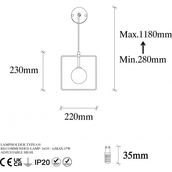 Geometry wandlamp 11115 - Zwart/wit