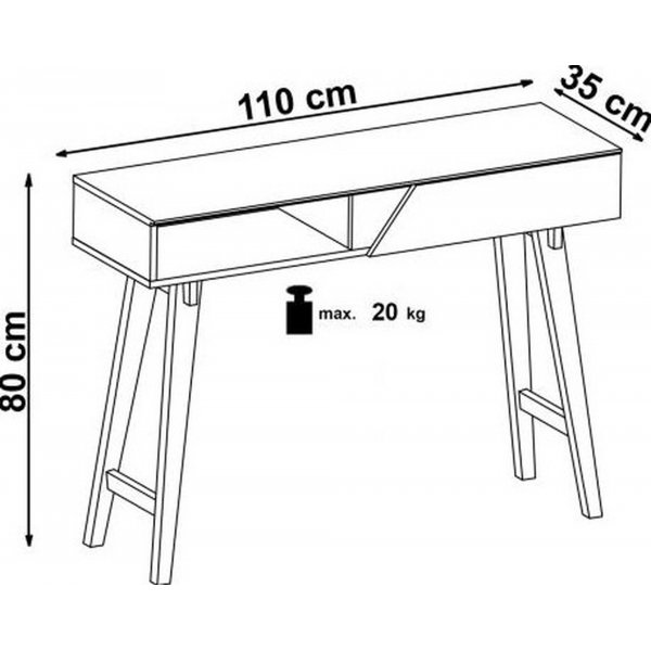Induzo avlastningsbord 110x 35 cm - Vit Induzo avlastningsbord 110x 35 cm - Vit