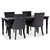 Paris matgrupp svart bord med 4 st Tuva stolar i grått sammet med rygghandtag