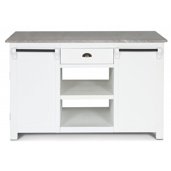 Heritage Keukeneiland met marmeren blad - Wit frame / Grijs Emprador marmer