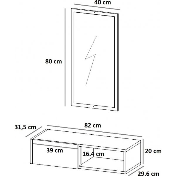 Clara hallmöbel - Antracit/vit Clara hallmöbel - Antracit/vit